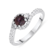 18ct White Gold Blue John 0.50ct Diamond Wave Ring, R1153.