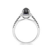 18ct White Gold Blue John Diamond Halo Pave Shoulder Ring R1107