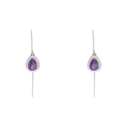 18ct White Gold Blue John Fleur De Lis Disc Drop Earrings