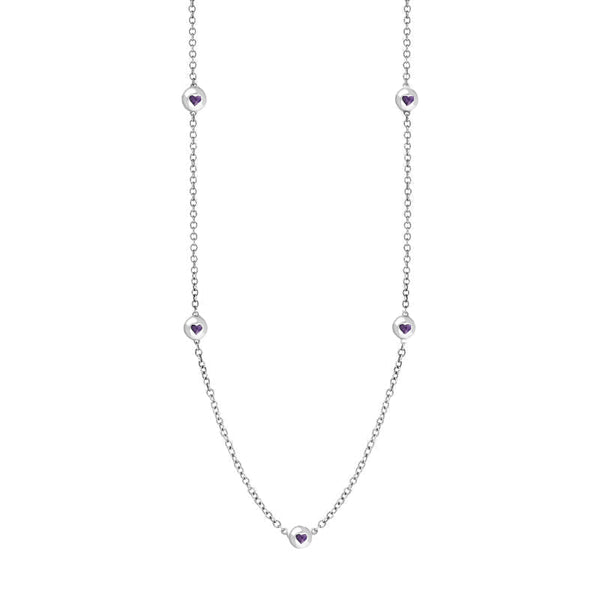 Sterling Silver Blue John Heart Link Disc Chain Necklace, N746.