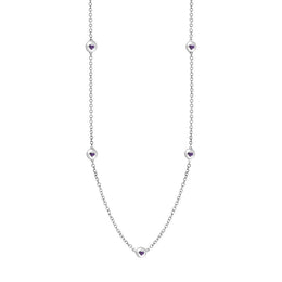 Sterling Silver Blue John Heart Link Disc Chain Necklace, N746.