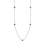 Sterling Silver Blue John Heart Link Disc Chain Necklace, N746_2.