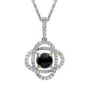 18ct White Gold Whitby Jet 0.40ct Diamond Necklace P2663