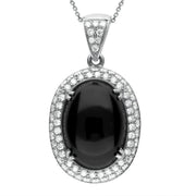 18ct White Gold Whitby Jet 1.57ct Diamond Large Oval Necklace P1451C