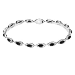 18ct White Gold Whitby Jet 3.16ct Diamond Bracelet, B816.