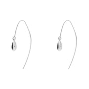 18ct White Gold Whitby Jet Cross Disc Drop Earrings