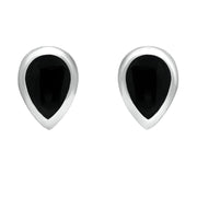 18ct White Gold Whitby Jet Dinky Teardrop Stud Earrings E768