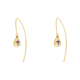 18ct Yellow Gold Blue John Cross Disc Drop Earrings, E1374.