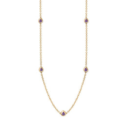 18ct Yellow Gold Blue John Fleur De Lis Link Disc Chain Necklace, N747.