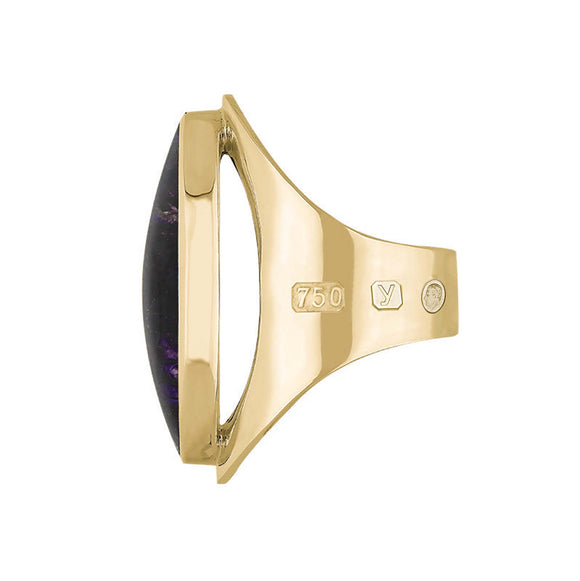 18ct Yellow Gold Blue John King's Coronation Hallmark Large Oval Ring  R013 CFH