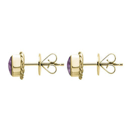 18ct Yellow Gold Blue John Round Twist Edge Stud Earrings. E134_2