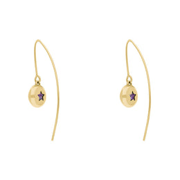 18ct Yellow Gold Blue John Star Disc Drop Earrings, E1371.