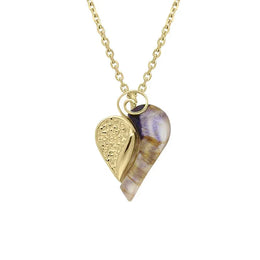 18ct Yellow Gold Blue John Swirl Heart Necklace P2483