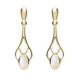 18ct Yellow Gold Opal Spoon Drop Earrings, E138.