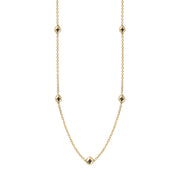 18ct Yellow Gold Whitby Jet Fleur De Lis Link Disc Chain Necklace