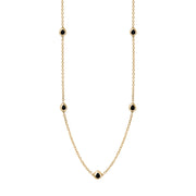 18ct Yellow Gold Whitby Jet Fleur De Lis Link Disc Chain Necklace