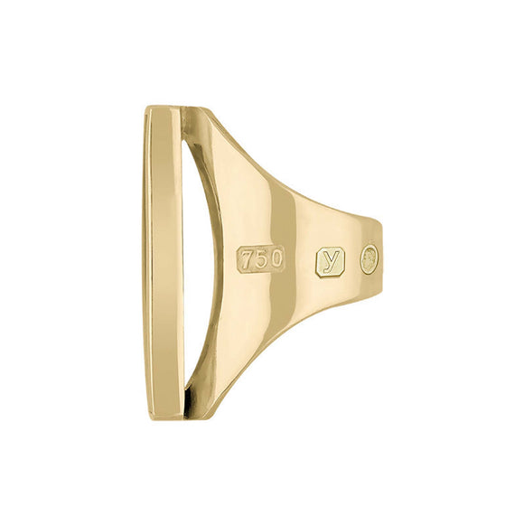 18ct Yellow Gold Whitby Jet King's Coronation Hallmark Large Oblong Ring D