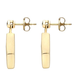 18ct Yellow Gold Whitby Jet and Diamond Dinky Drop Earrings, E647