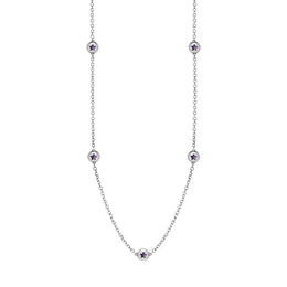 9ct White Gold Blue John Star Link Disc Chain Necklace