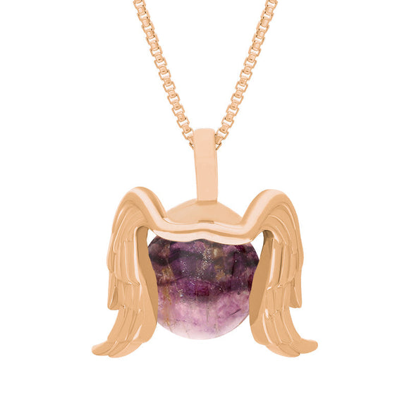 9ct Rose Gold Blue John Zodiac Virgo 10mm Bead Pendant, P3628.