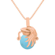 9ct Rose Gold Turquoise Zodiac Aquarius 10mm Bead Pendant, P3624.