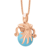 9ct Rose Gold Turquoise Zodiac Aquarius 10mm Bead Pendant, P3624.