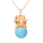 9ct Rose Gold Turquoise Zodiac Aries 10mm Bead Pendant, P3620.