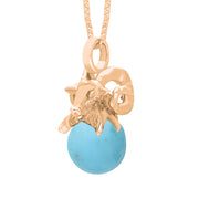 9ct Rose Gold Turquoise Zodiac Aries 10mm Bead Pendant, P3620.