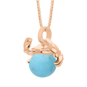 9ct Rose Gold Turquoise Zodiac Cancer 10mm Bead Pendant, P3625.