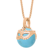 9ct Rose Gold Turquoise Zodiac Gemini 10mm Bead Pendant, P3622.