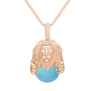 9ct Rose Gold Turquoise Zodiac Leo 10mm Bead Pendant, P3626.