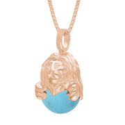 9ct Rose Gold Turquoise Zodiac Leo 10mm Bead Pendant, P3626.