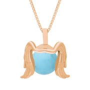 9ct Rose Gold Turquoise Zodiac Virgo 10mm Bead Pendant