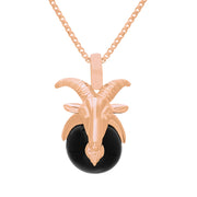 9ct Rose Gold Whitby Jet Zodiac Capricorn 9mm Bead Pendant