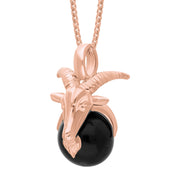 9ct Rose Gold Whitby Jet Zodiac Capricorn 9mm Bead Pendant