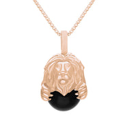 9ct Rose Gold Whitby Jet Zodiac Leo 10mm Bead Pendant, P3626.