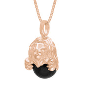 9ct Rose Gold Whitby Jet Zodiac Leo 10mm Bead Pendant, P3626.