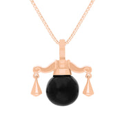 9ct Rose Gold Whitby Jet Zodiac Libra 10mm Bead Pendant, P3617.