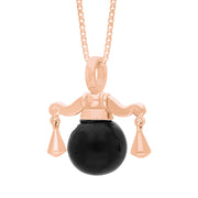 9ct Rose Gold Whitby Jet Zodiac Libra 10mm Bead Pendant, P3617.