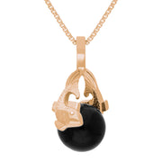 9ct Rose Gold Whitby Jet Zodiac Pisces 10mm Bead Pendant, P3627.