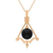 9ct Rose Gold Whitby Jet Zodiac Sagittarius 10mm Bead Pendant, P3619.