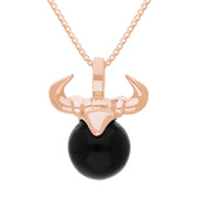 9ct Rose Gold Whitby Jet Zodiac Taurus 10mm Bead Pendant, P3621.