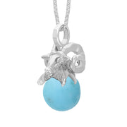 9ct White Gold Turquoise Zodiac Aries 10mm Bead Pendant, P3620.