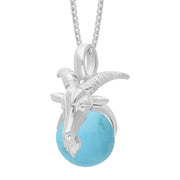 9ct White Gold Turquoise Zodiac Capricorn 10mm Bead Pendant, P3623.