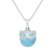 9ct White Gold Turquoise Zodiac Gemini 10mm Bead Pendant, P3622.