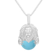 9ct White Gold Turquoise Zodiac Leo 10mm Bead Pendant, P3626.