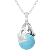 9ct White Gold Turquoise Zodiac Pisces 10mm Bead Pendant, P3627.