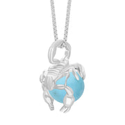 9ct White Gold Turquoise Zodiac Scorpio 10mm Bead Pendant, P3618.