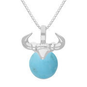 9ct White Gold Turquoise Zodiac Taurus 10mm Bead Pendant, P3621.