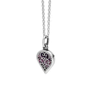 9ct White Gold Blue John Flore Filigree Small Heart Necklace. P3629._2